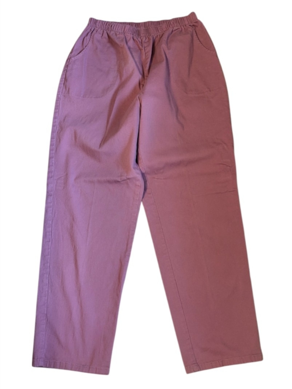 Denim & Co. Dusty Rose Elastic Waist Pull-On Pants With Pockets Women's Large